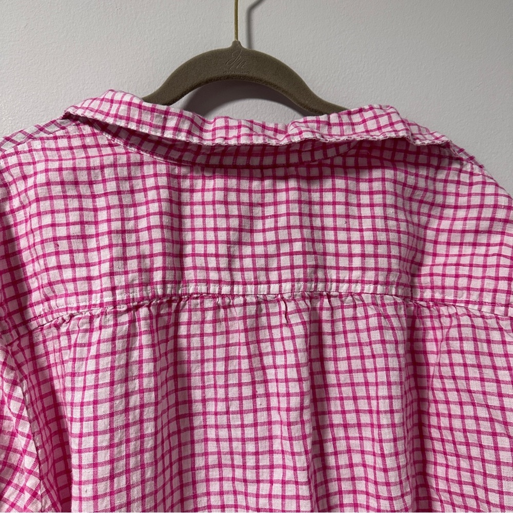 The Company Store Pink White Gingham 100% Linen Collared Tunic - Picture 9 of 16